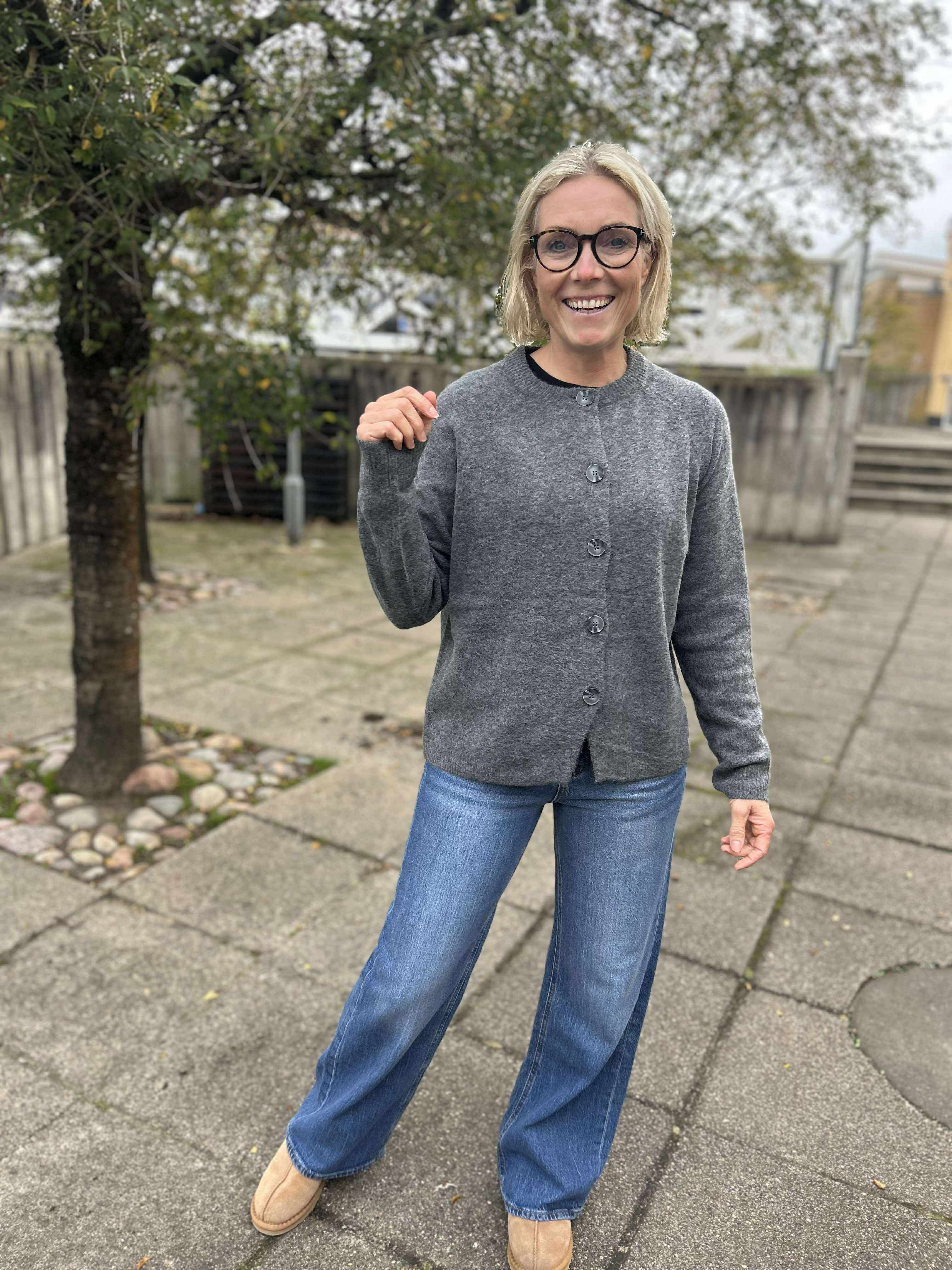 PCJIKO Knit Cardigan - Medium Grey Melange